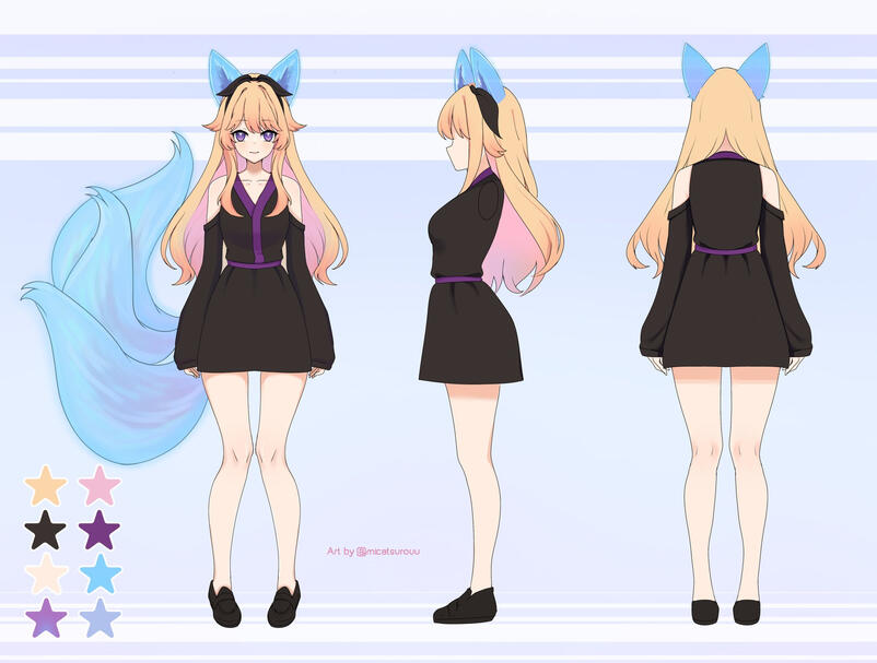 ref sheet by @micatsurou (click on the image to go to her page)